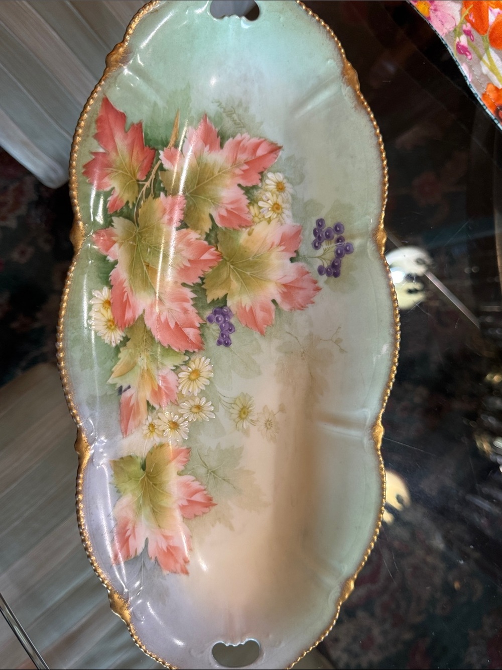 Vintage Bavarian Langperé Signed  Porcelain Dresser Tray Dish